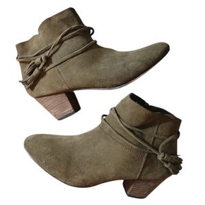 Chelsea Crew Genuine Suede Khaki/Olive Ankle Boots Women's Booties Size 10
